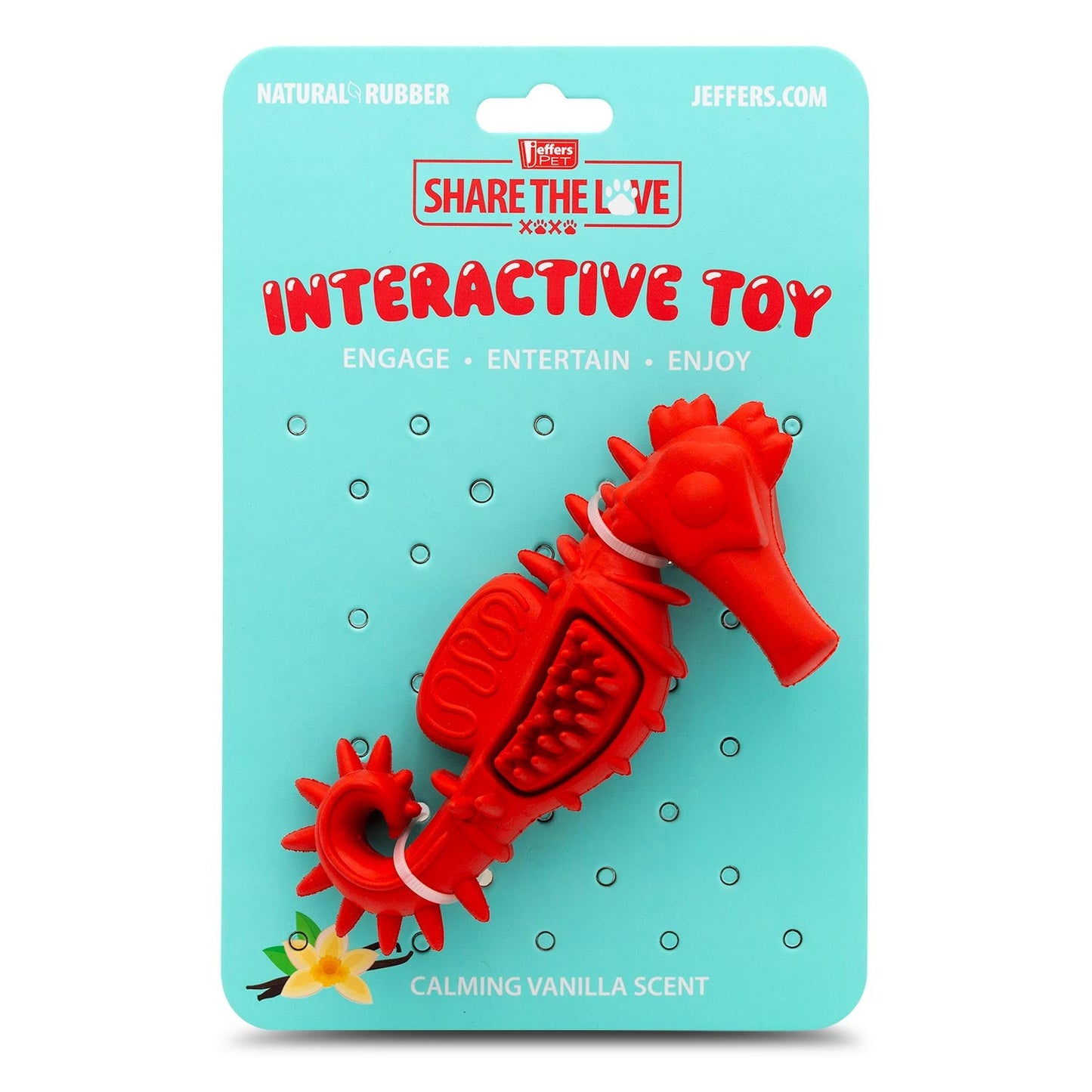 Jeffers Natural Rubber Red Seahorse Dog Dental Chew Toy for Healthy Chewing Habits