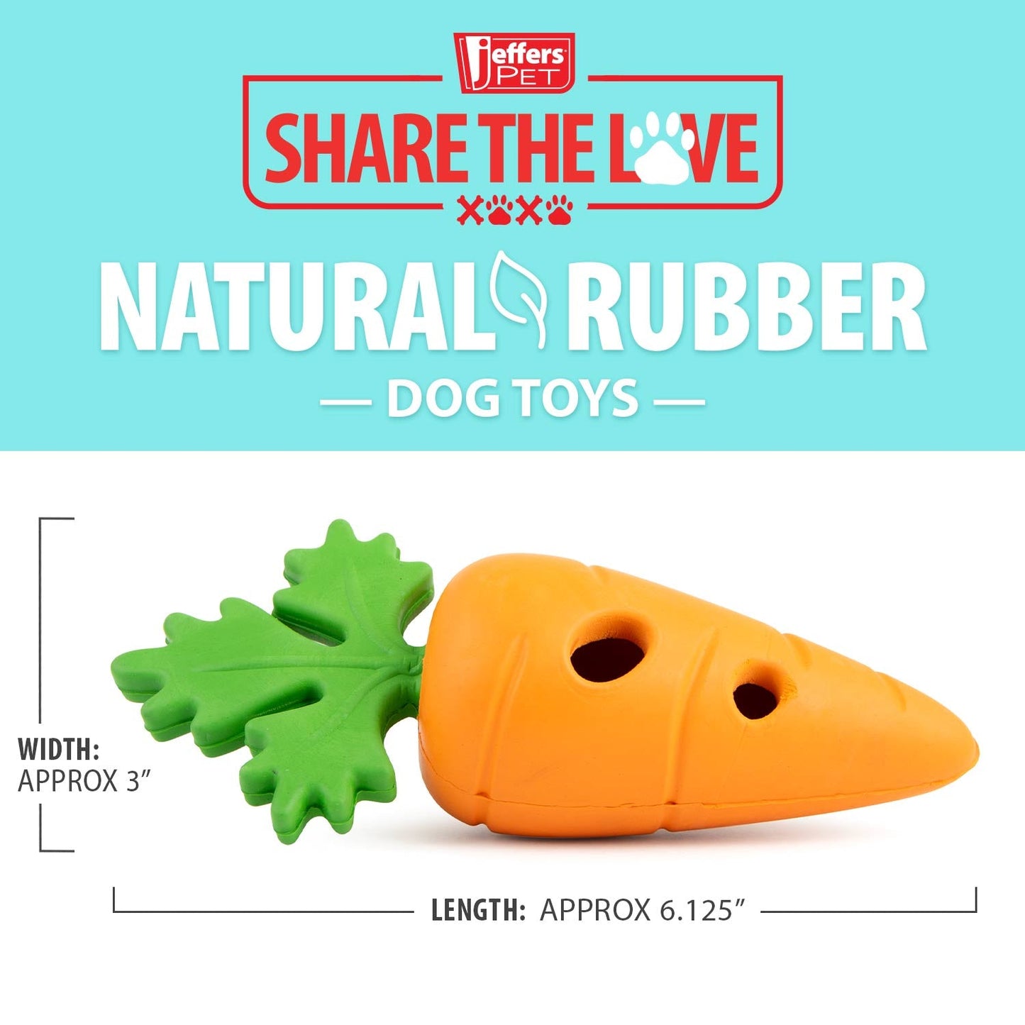 Jeffers Natural Rubber Baby Carrot Treat Dispensing Dog Chew Toy