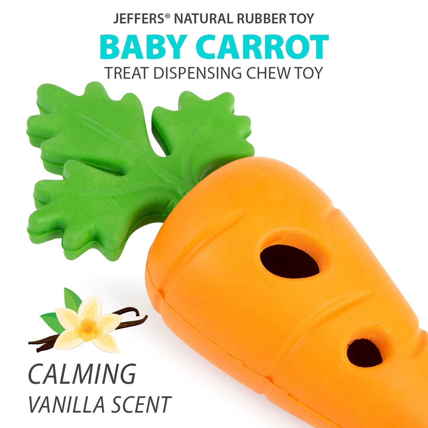 Jeffers Natural Rubber Baby Carrot Treat Dispensing Dog Chew Toy