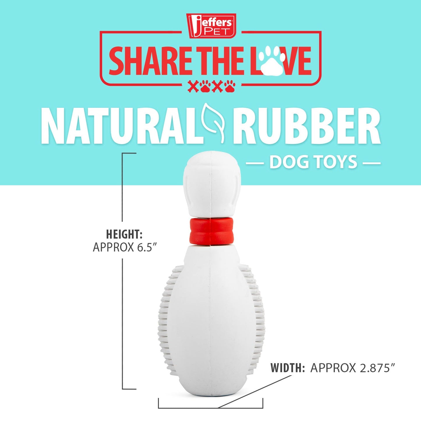 Jeffers Natural Rubber Bowling Pin Treat Dispensing Dental Toy for Dogs
