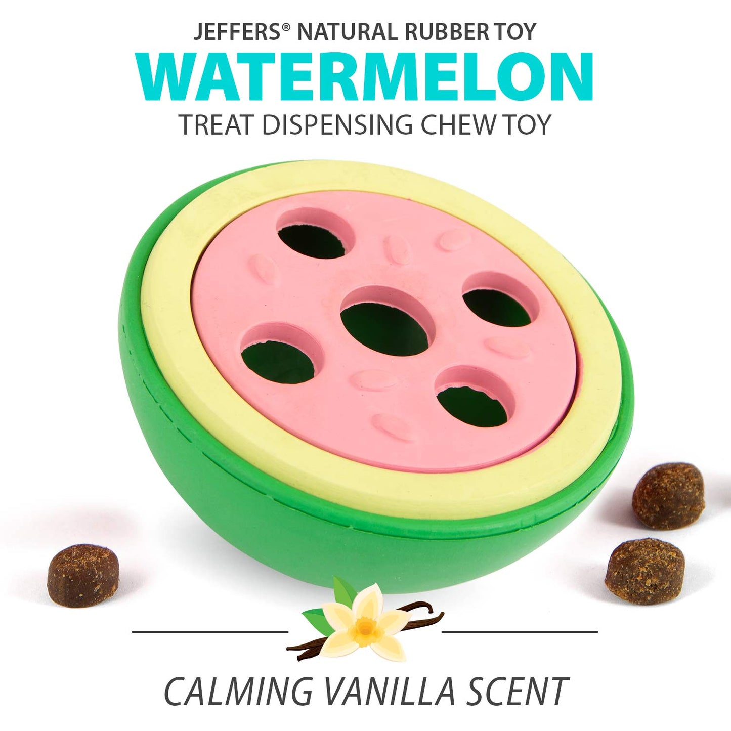 Jeffers Natural Rubber Watermelon Treat Dispensing Dog Toy with Vanilla Scent