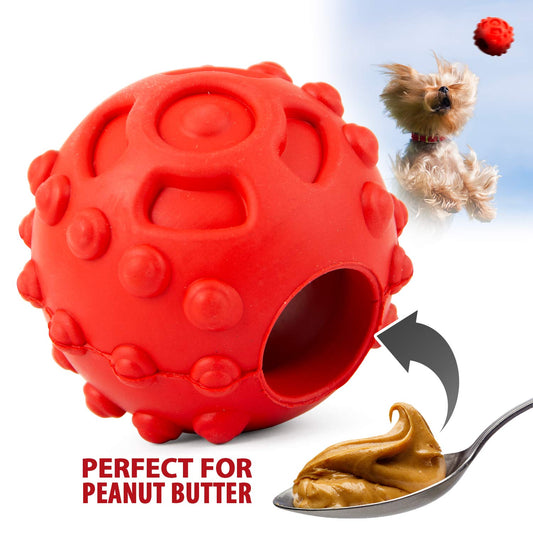 Jeffers Natural Rubber Treat Dispensing Red Knobby Ball Dog Chew Toy