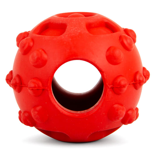 Jeffers Natural Rubber Treat Dispensing Red Knobby Ball Dog Chew Toy