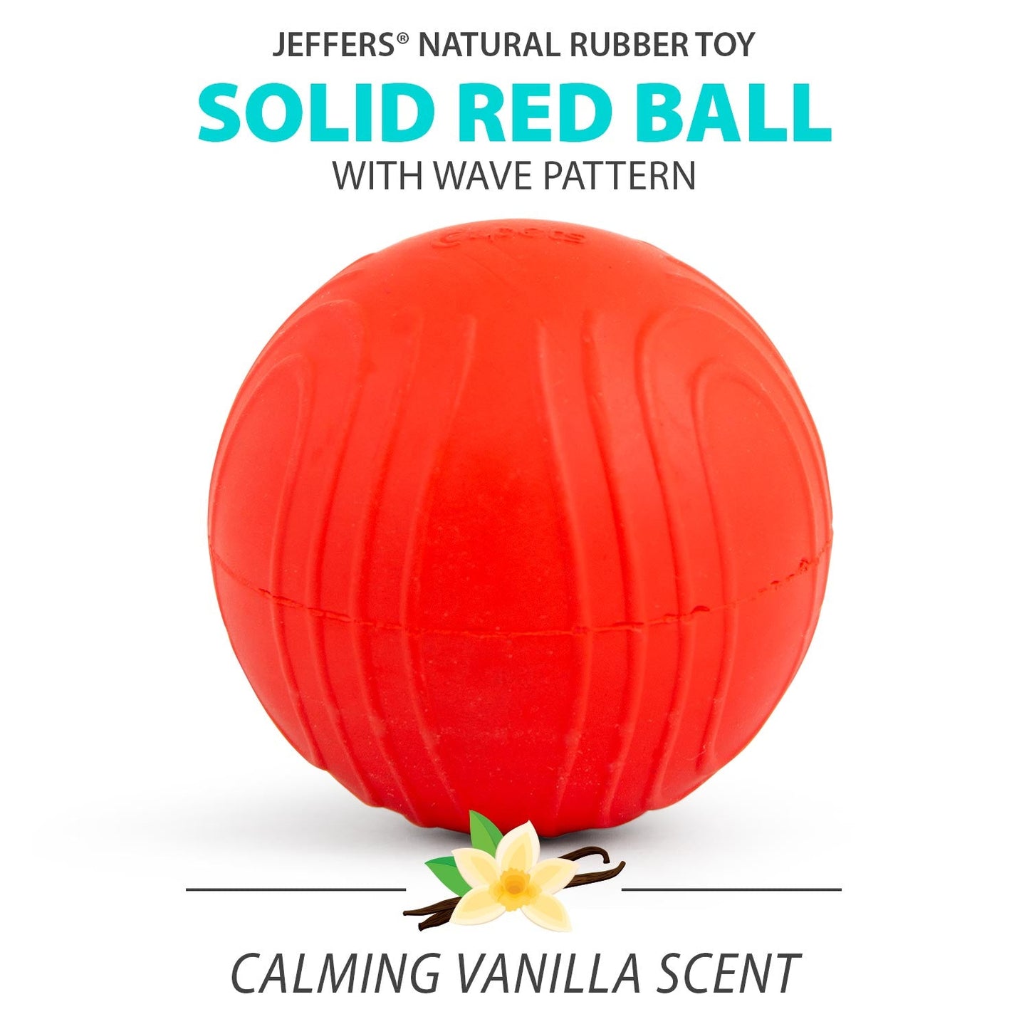 Jeffers Natural Rubber Red Bouncing Ball Dog Toy with Waves for Energetic Play