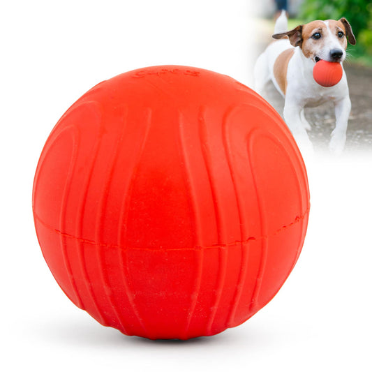 Jeffers Natural Rubber Red Bouncing Ball Dog Toy with Waves for Energetic Play