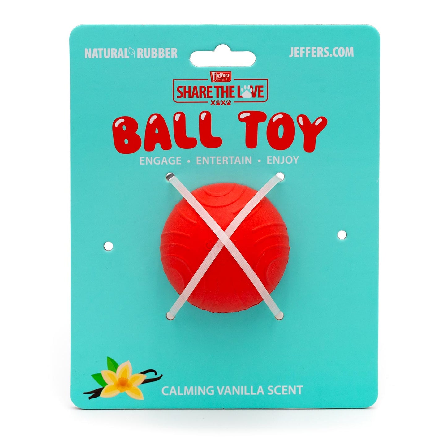 Jeffers Natural Rubber Red Bouncing Ball Dog Toy with Waves for Energetic Play