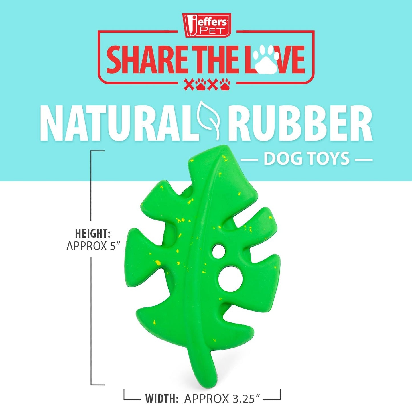 Jeffers Natural Rubber Leaf Dog Chew Toy with Vanilla Scent for Medium-Chewers