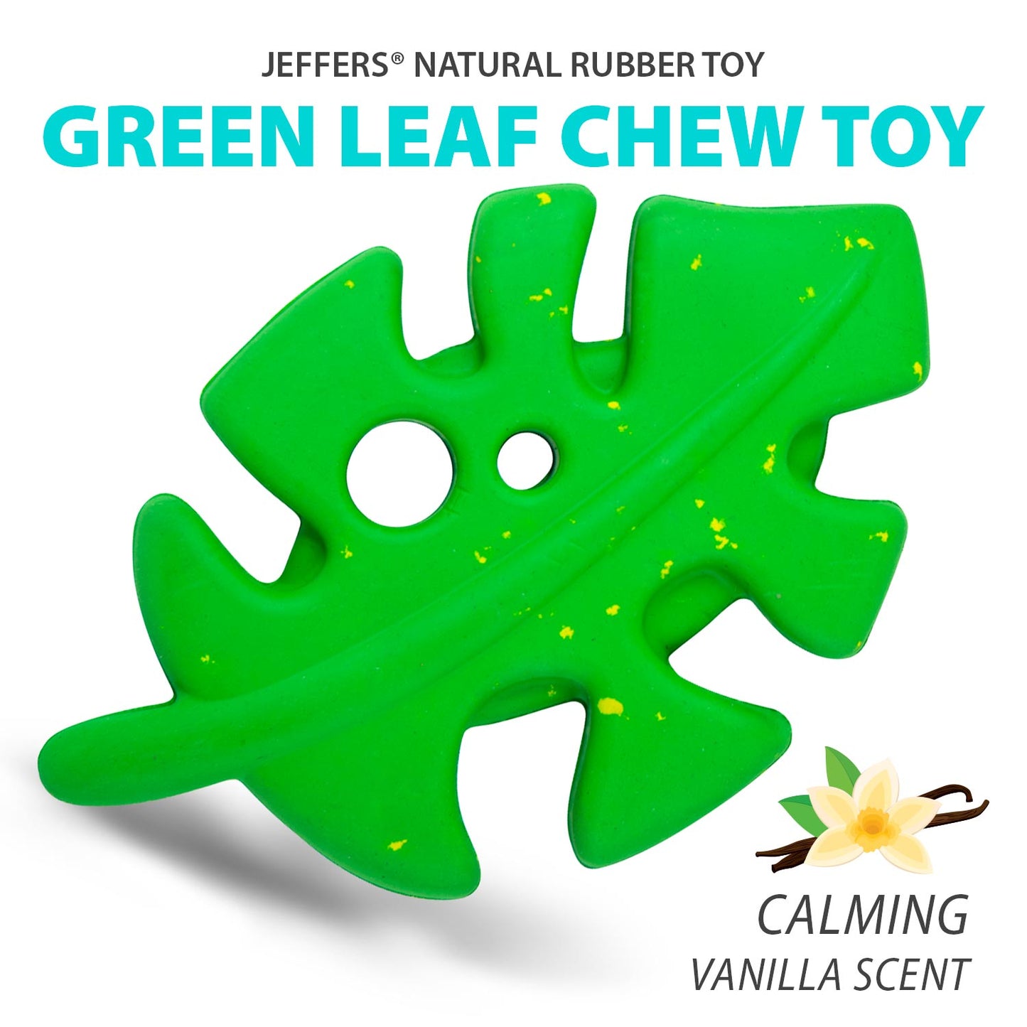 Jeffers Natural Rubber Leaf Dog Chew Toy with Vanilla Scent for Medium-Chewers