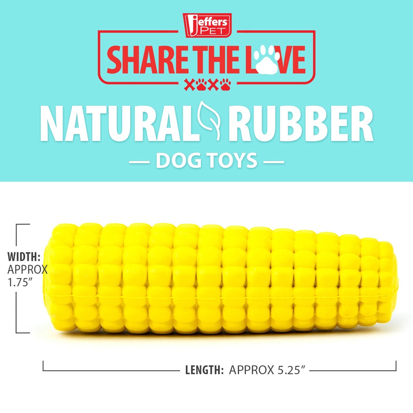 Jeffers Natural Rubber Corn Cob Treat Dispensing Dog Chew Toy