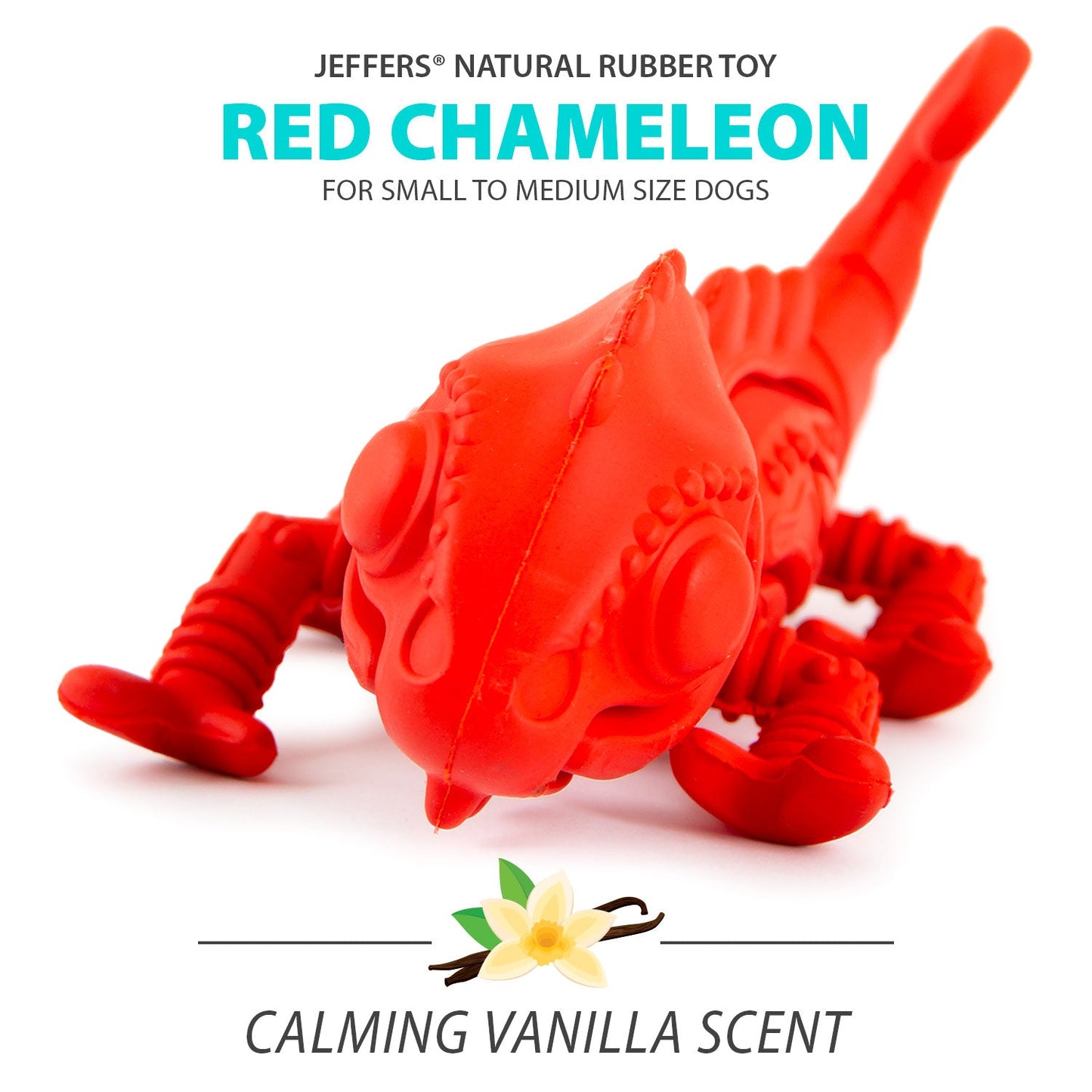Jeffers Red Chameleon Natural Rubber Dog Chew Toy
