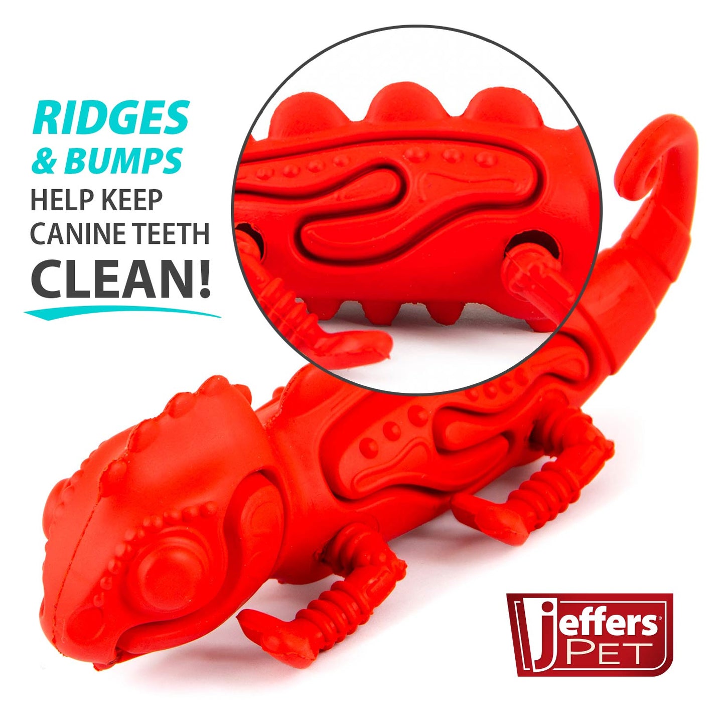 Jeffers Red Chameleon Natural Rubber Dog Chew Toy