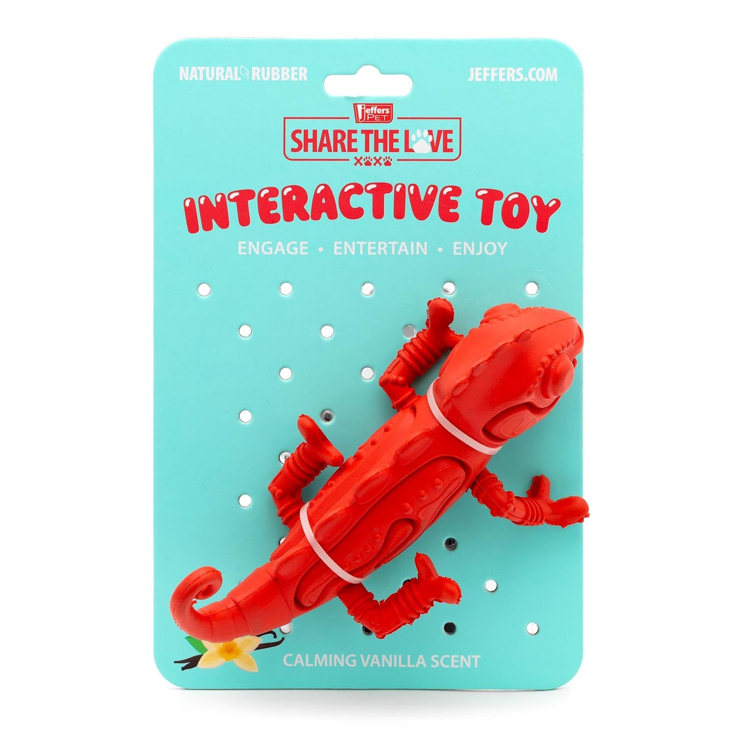 Jeffers Red Chameleon Natural Rubber Dog Chew Toy