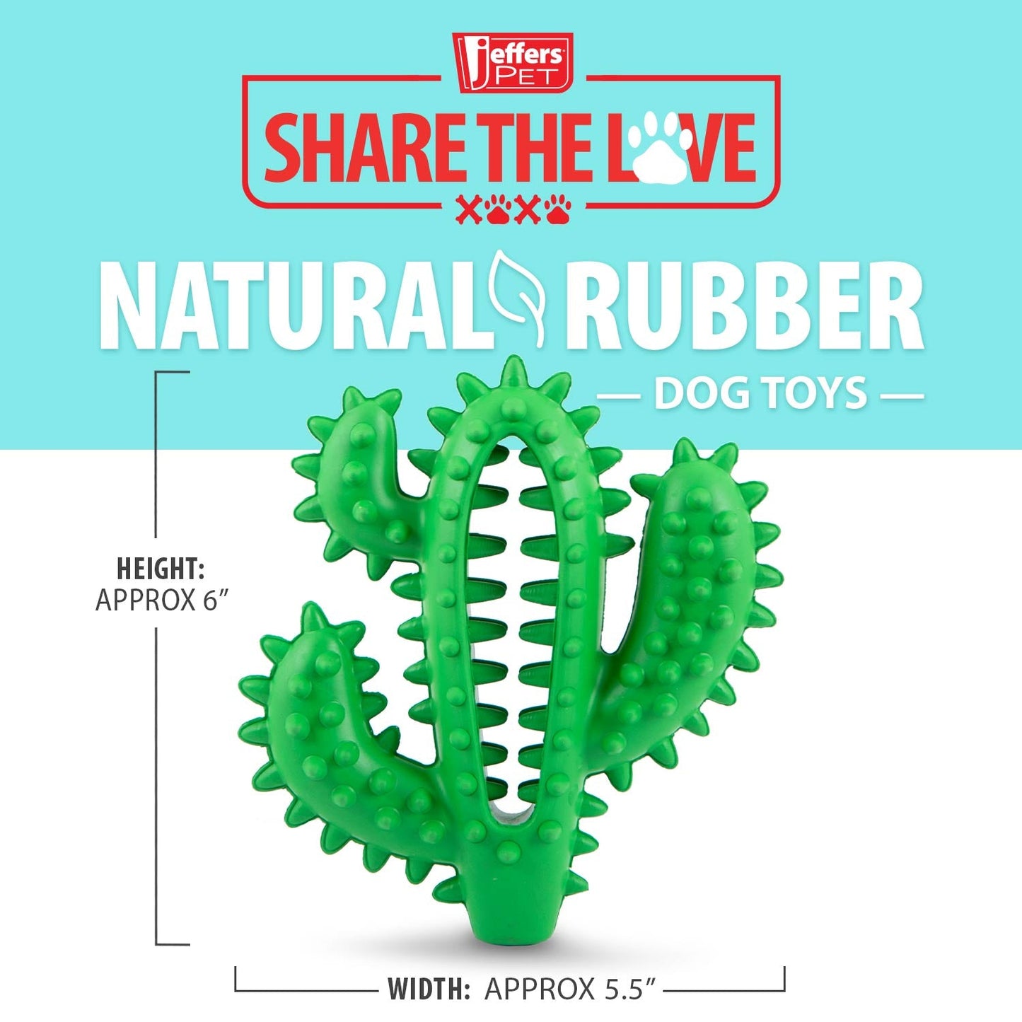 Jeffers Natural Rubber Cactus Dental Chew Toy for Dogs for Healthy Chewing Habits