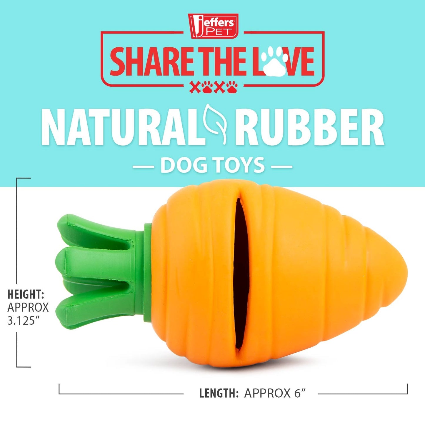 Jeffers Natural Rubber Carrot Treat Dispensing Chew Toy