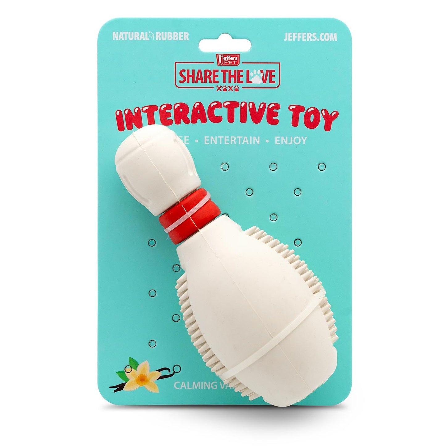 Jeffers Natural Rubber Bowling Pin Treat Dispensing Dental Toy for Dogs