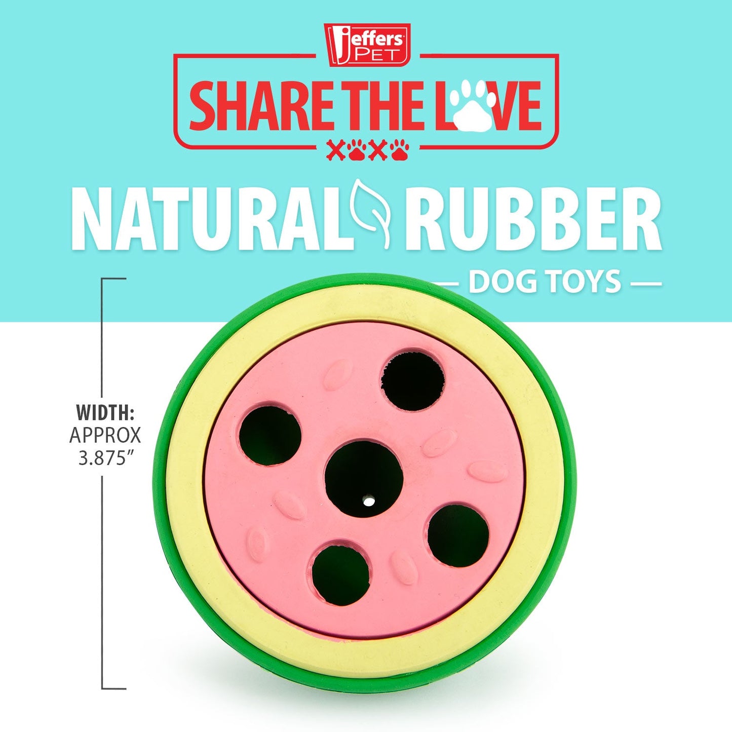 Jeffers Natural Rubber Watermelon Treat Dispensing Dog Toy with Vanilla Scent