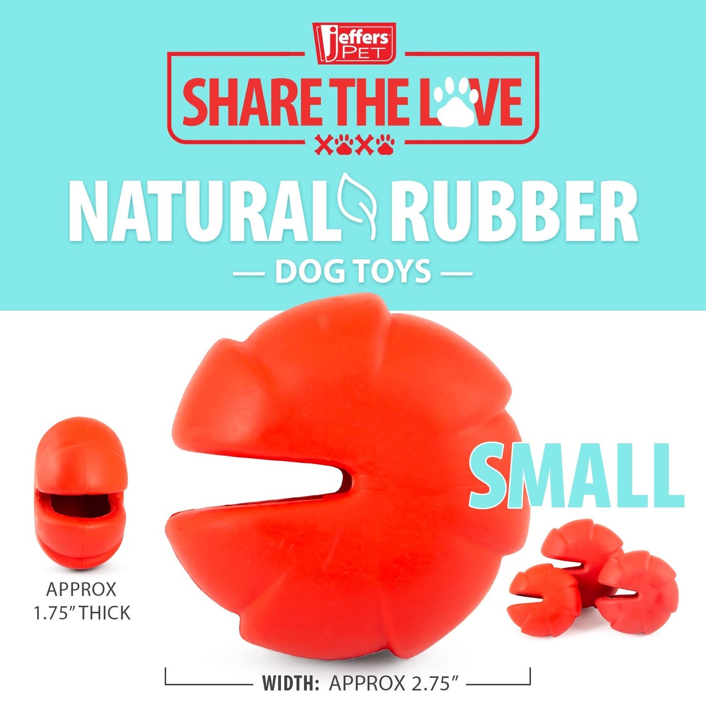 Jeffers Natural Rubber Red Millipede Treat Dispensing Dog Chew Toy