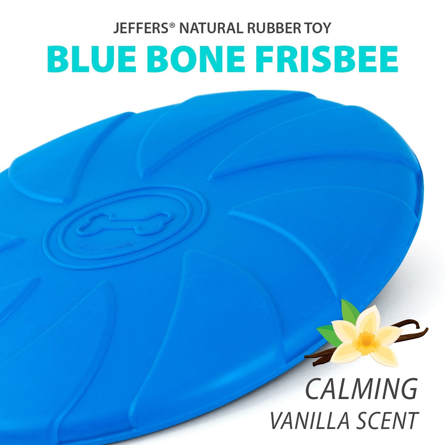 Jeffers Natural Rubber Blue Bone 8 Inch Frisbee Dog Toy for Fetching & Chewing
