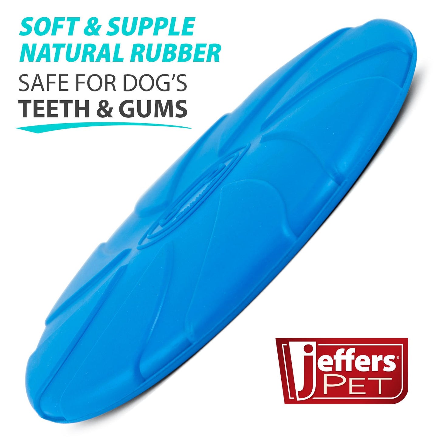 Jeffers Natural Rubber Blue Bone 8 Inch Frisbee Dog Toy for Fetching & Chewing