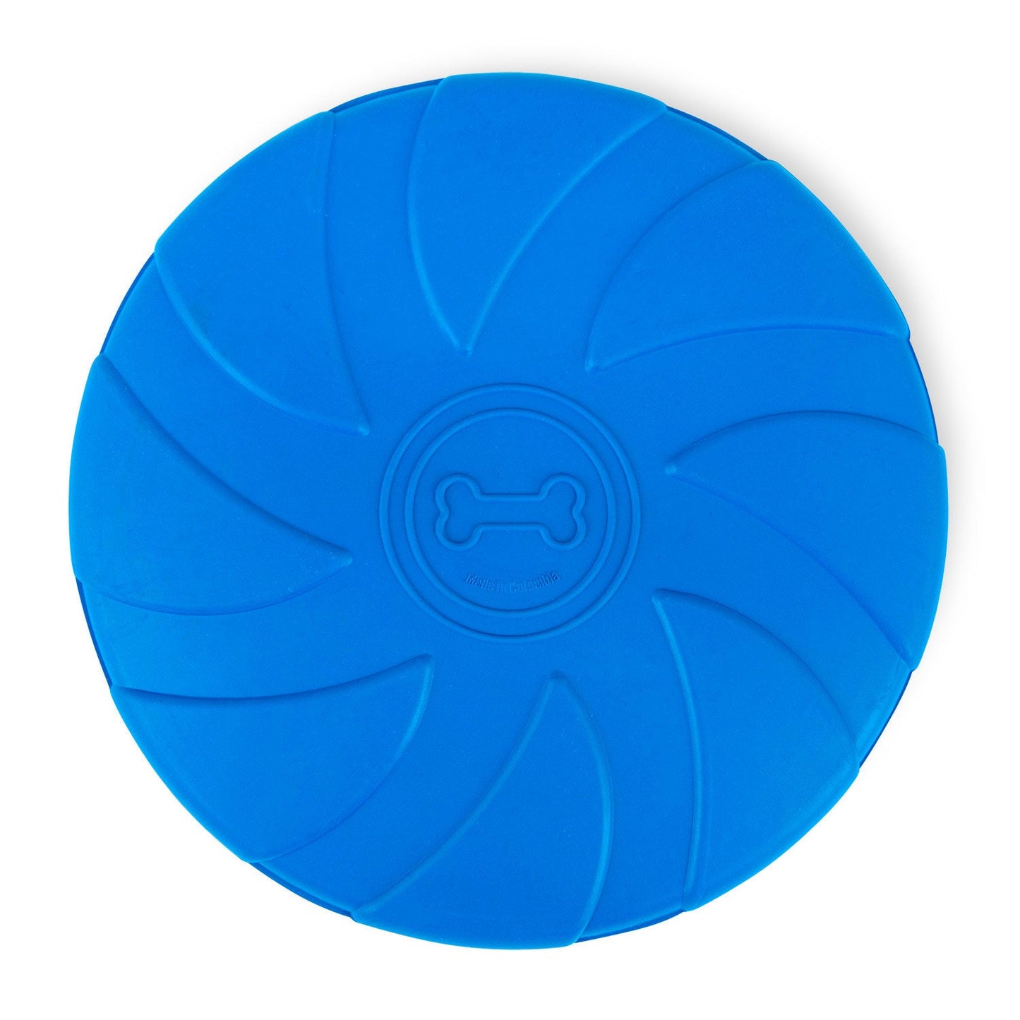Jeffers Natural Rubber Blue Bone 8 Inch Frisbee Dog Toy for Fetching & Chewing