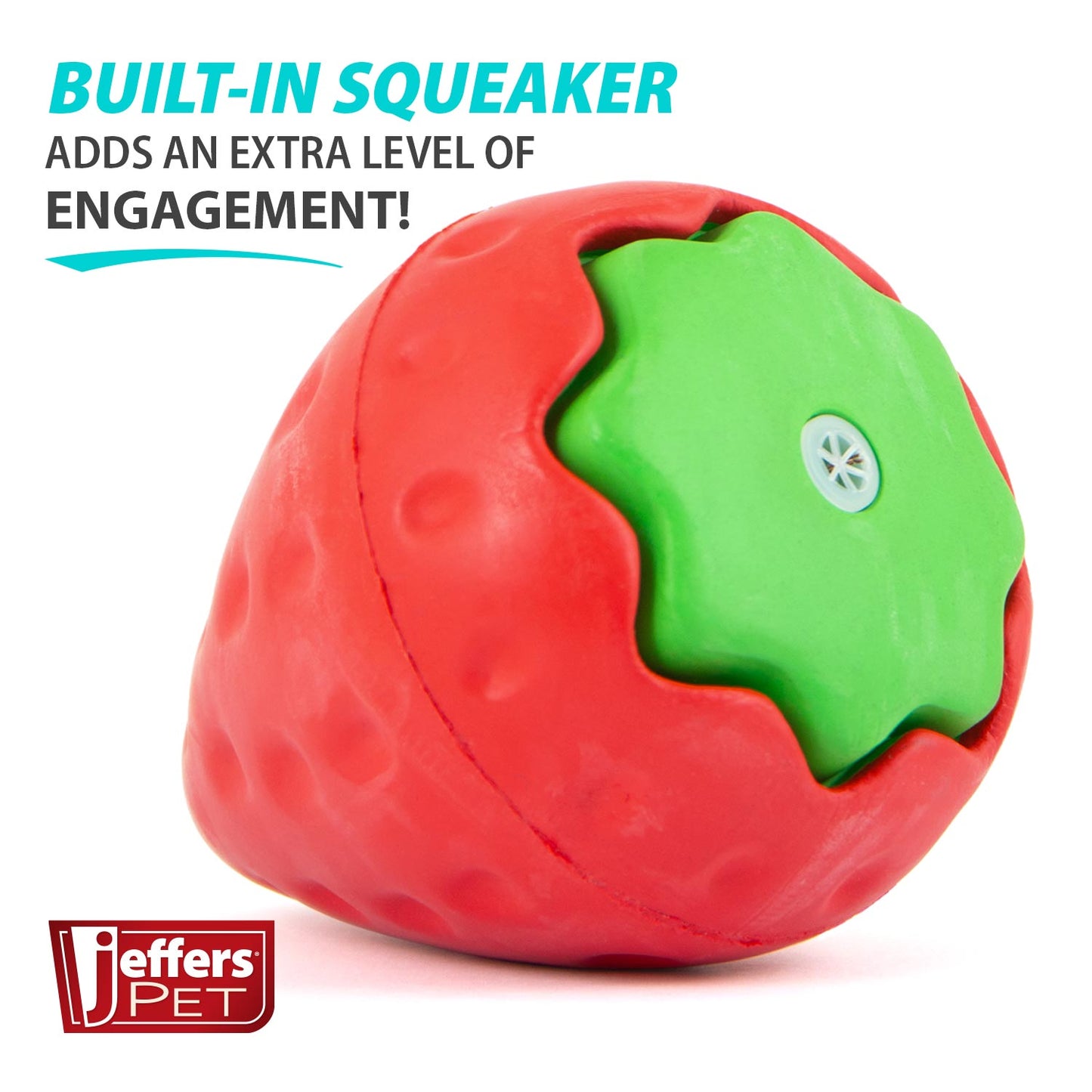 Jeffers Natural Rubber Squeaker Dog Toy Strawberry Shape for Medium-Chewers