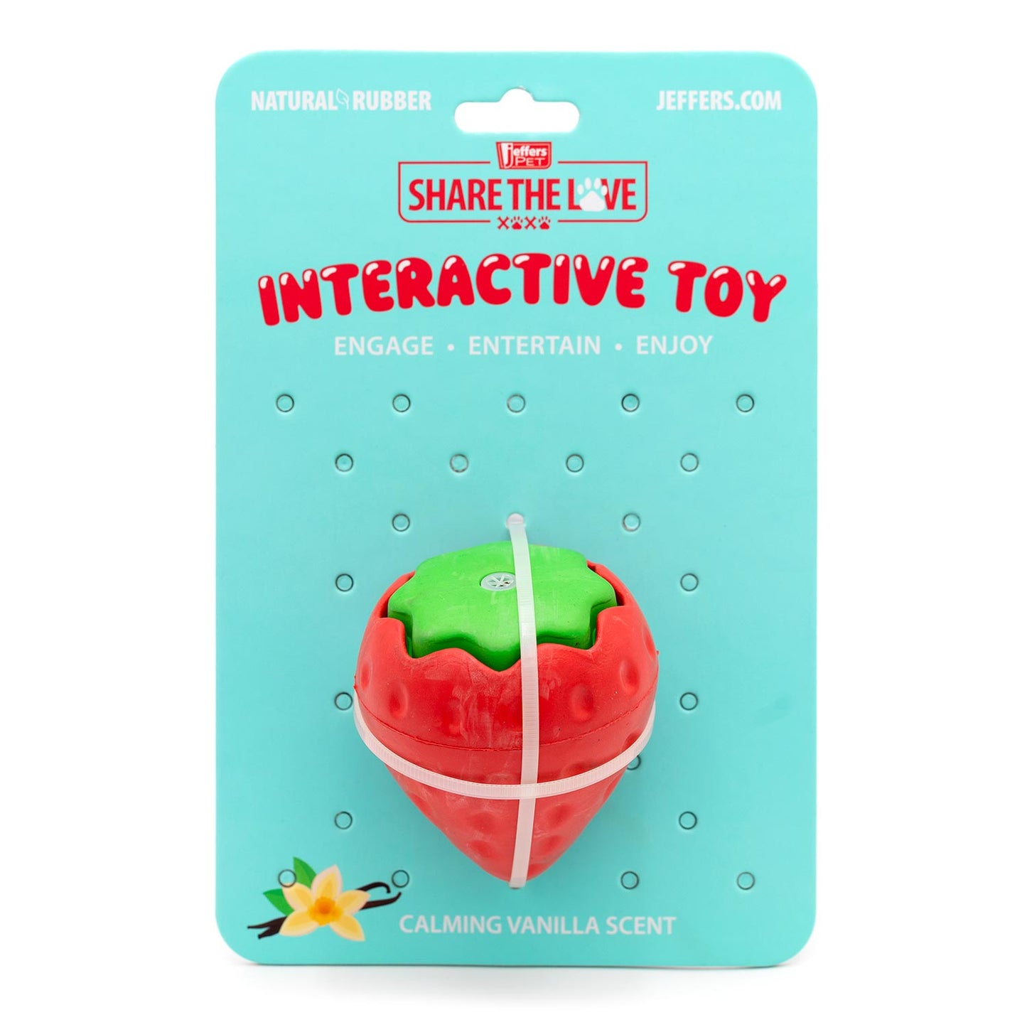 Jeffers Natural Rubber Squeaker Dog Toy Strawberry Shape for Medium-Chewers
