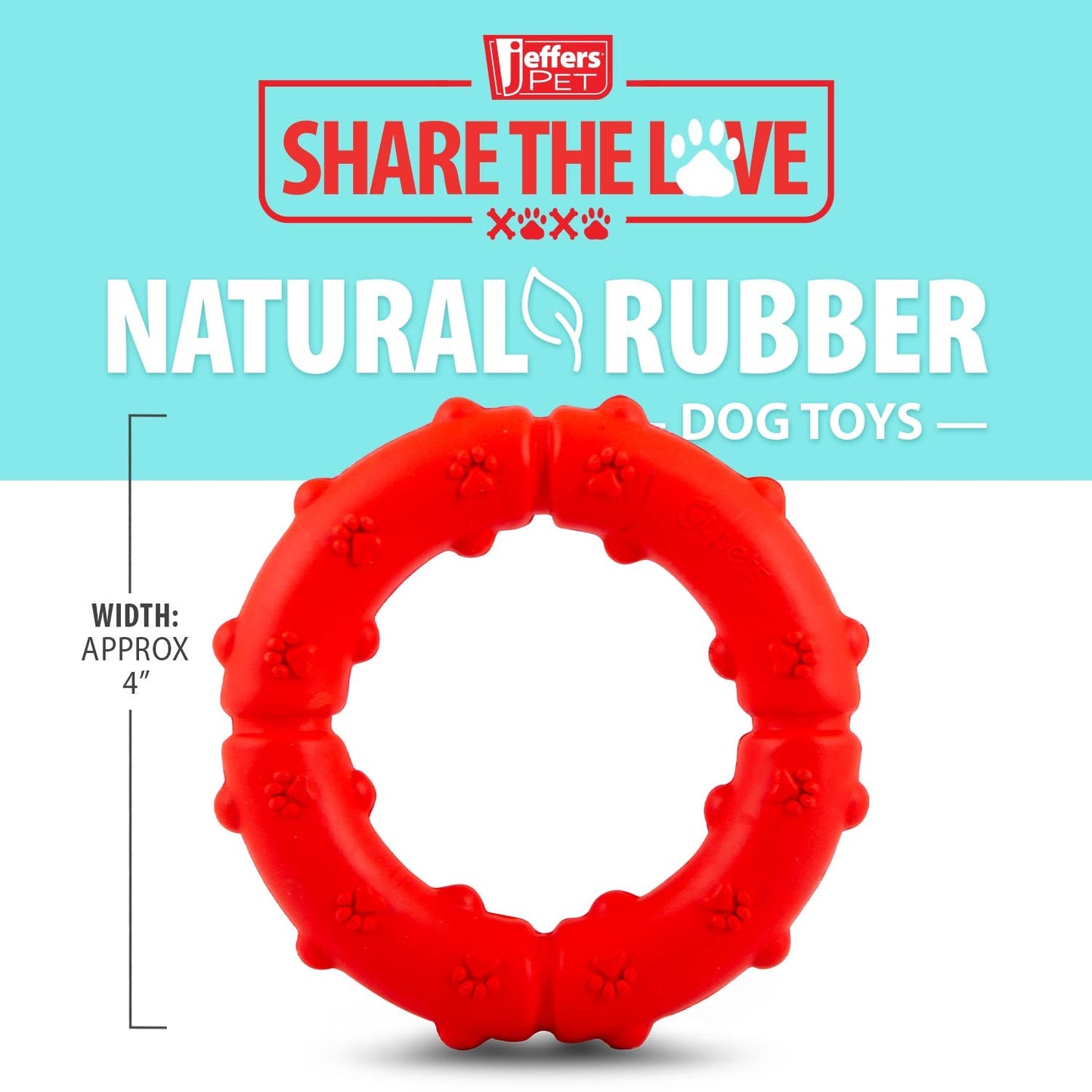 Jeffers Natural Rubber Ring Tugger Dog Toy for Healthy-Chewing Habits
